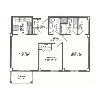 Two-bedroom apartment floor plan | Presbyterian Village Cobb