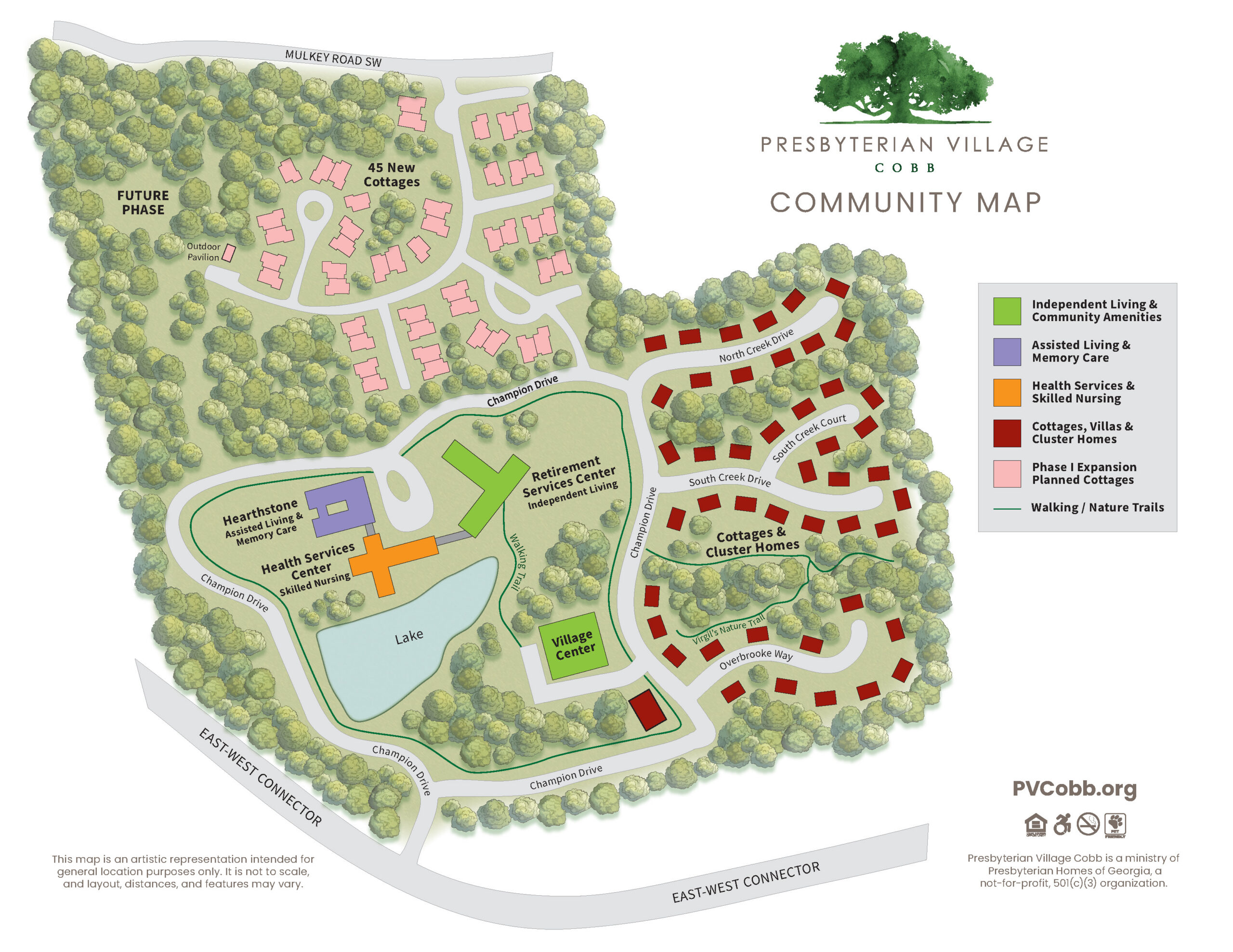 A map of Presbyterian Village Cobb.